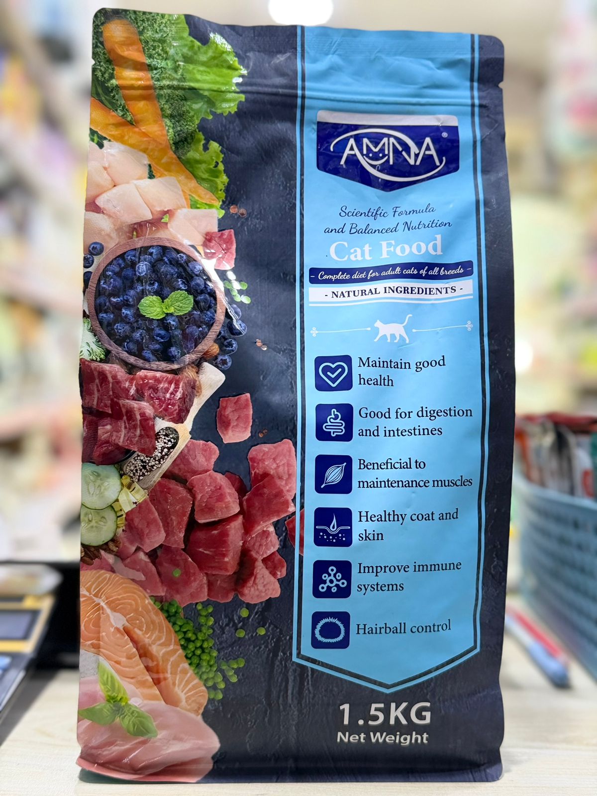 Amna High Protein Dry Food for Adult Cats 1.5KG – Premium Cat Food